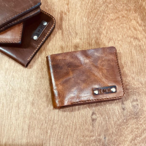 Handcrafted Leather Light Brown Wallet with IMK mark outside 24cmx9cm - IMK Leathercraft